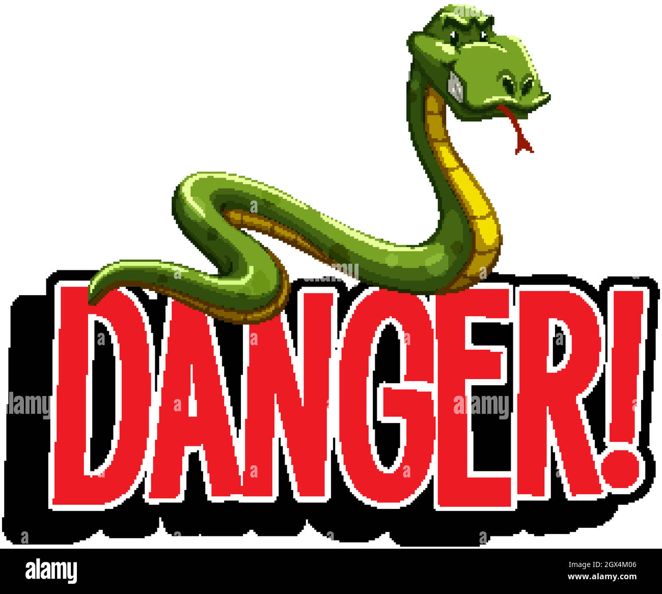 Design de mot pour le danger avec serpent sauvage Illustration de Vecteur