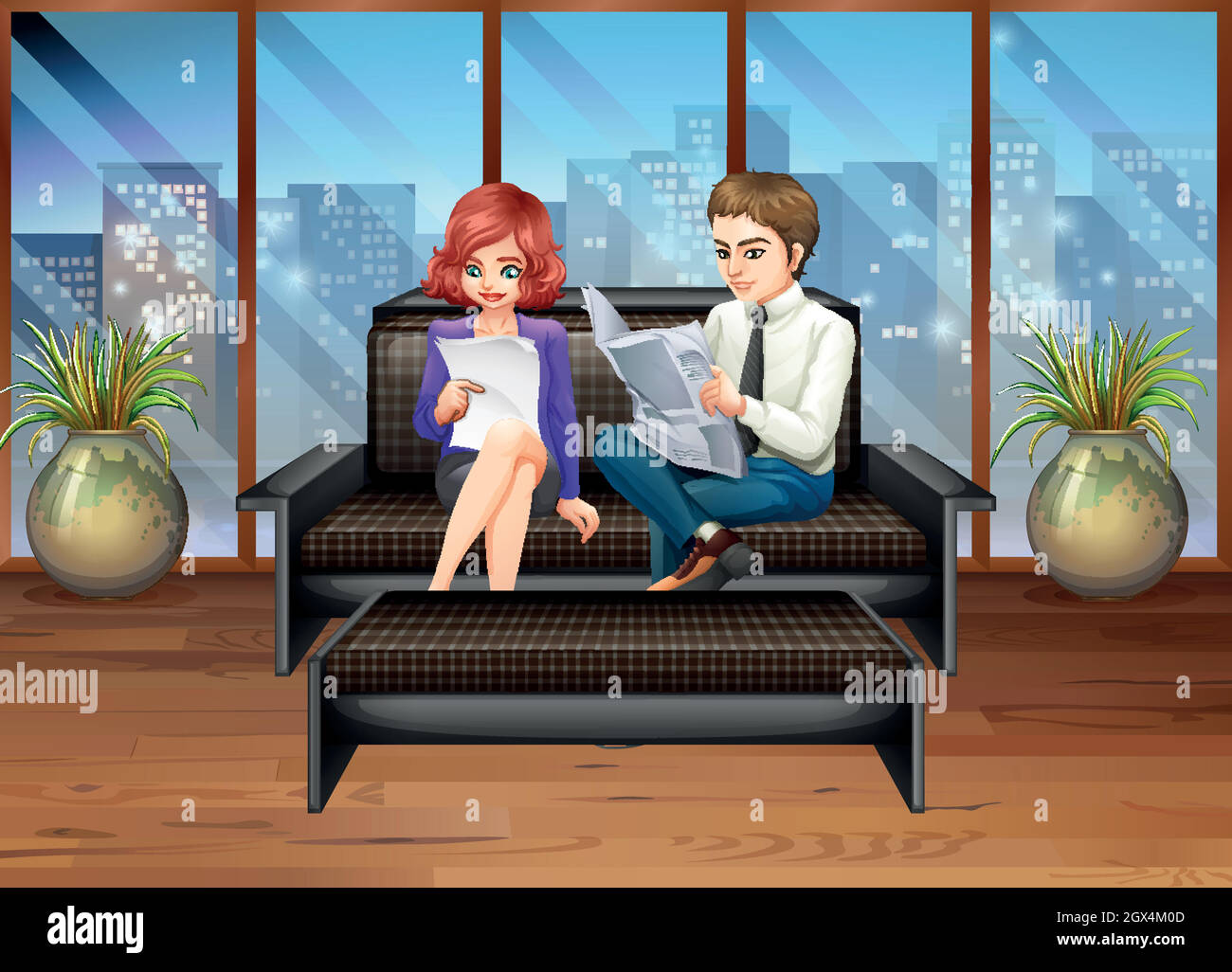 Les gens d'affaires traînaient dans le salon Illustration de Vecteur