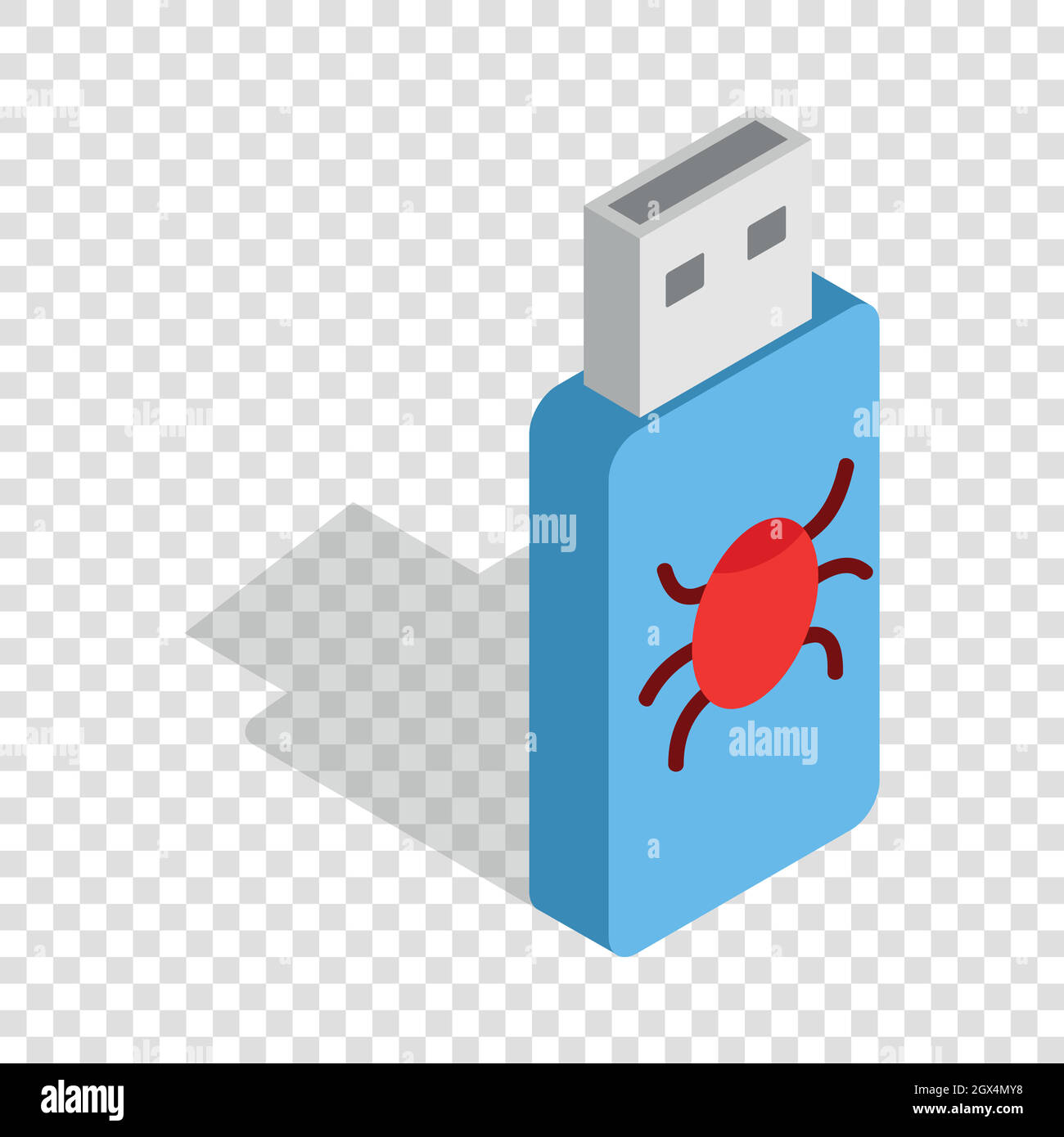Lecteur flash USB infecté icône isométrique Illustration de Vecteur