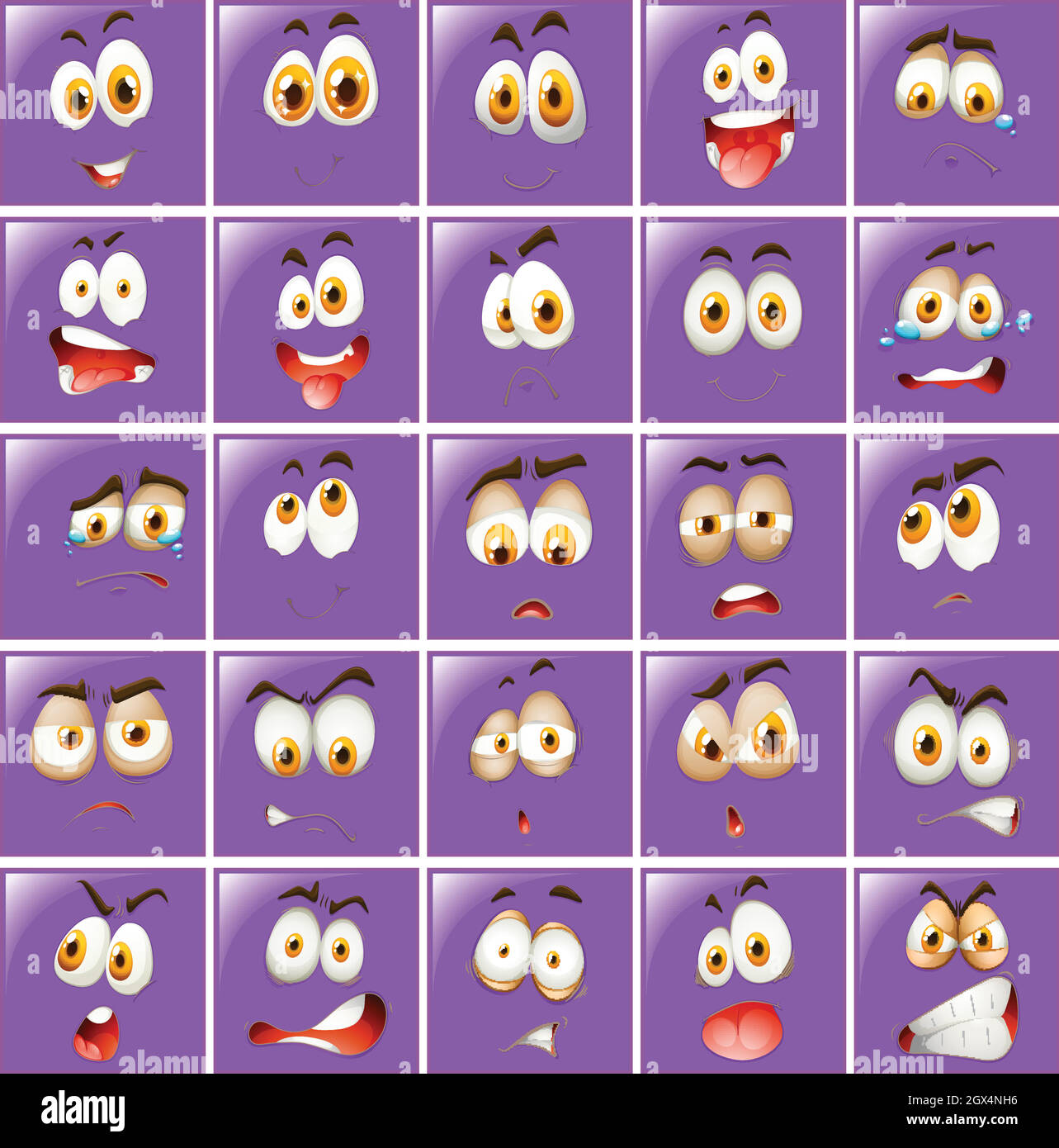 Ensemble d'expressions violettes différentes Illustration de Vecteur