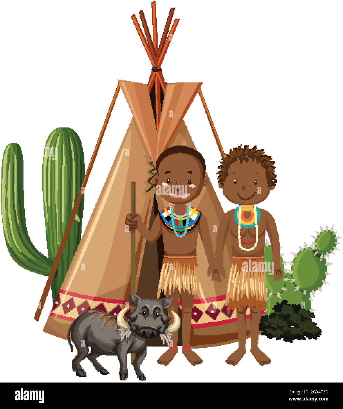 Famille des tribus africaines isolée Illustration de Vecteur