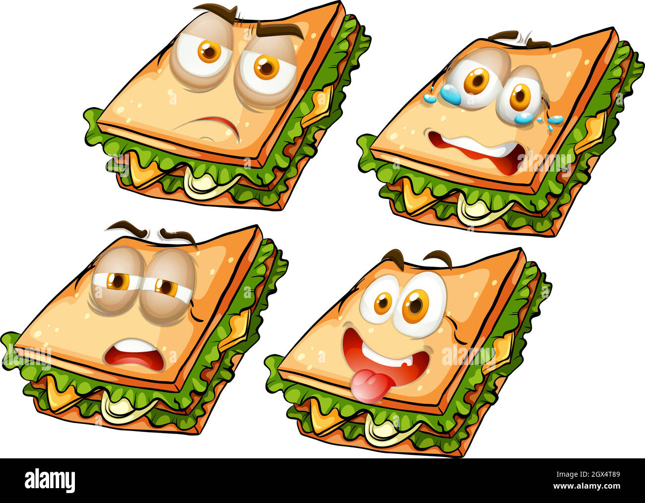 Sandwich avec expressions du visage Illustration de Vecteur