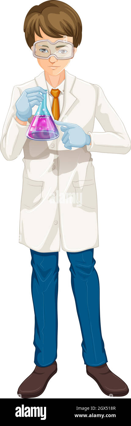 Un scientifique tenant un bécher Illustration de Vecteur