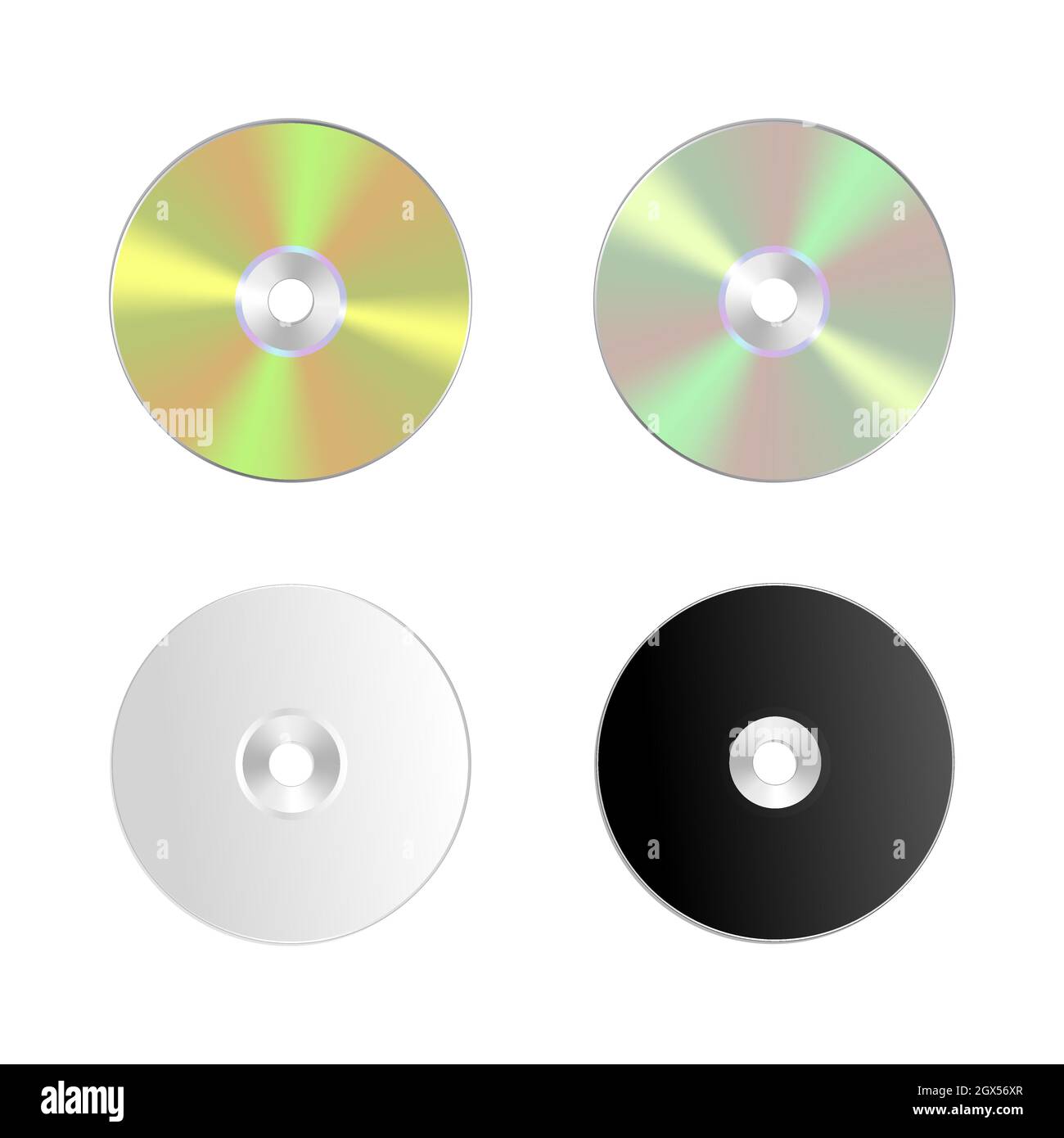 Icône CD, dvd isolée.Jeu de disques compacts réalistes Illustration de Vecteur