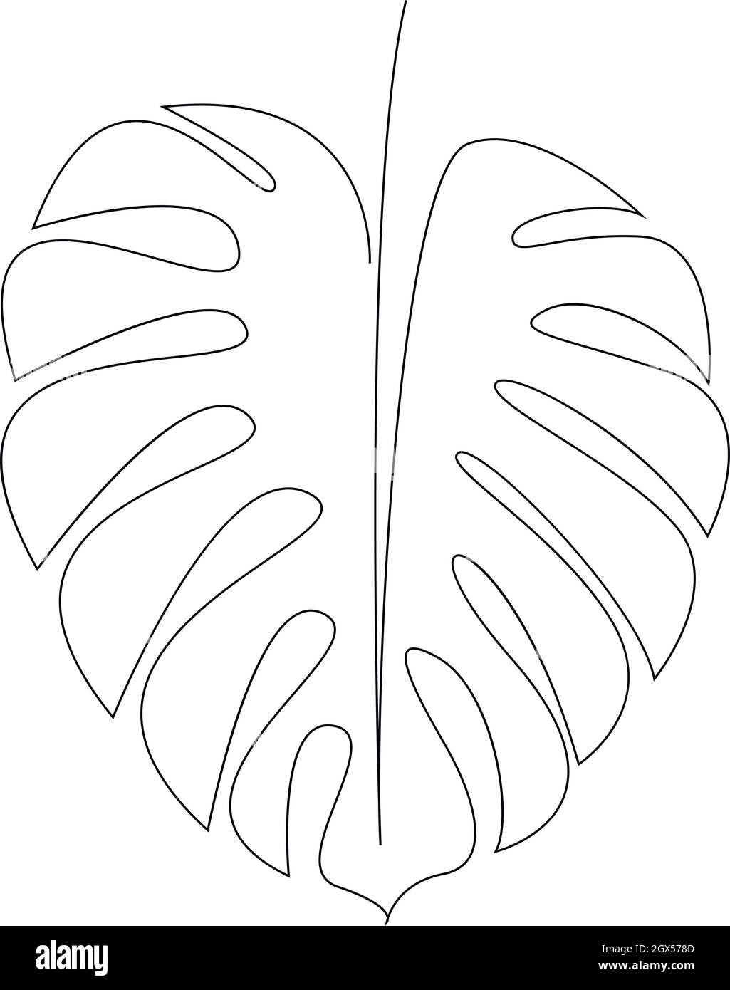 Ligne de feuille de Monstera. Dessin de contour. Décoration moderne Illustration de Vecteur