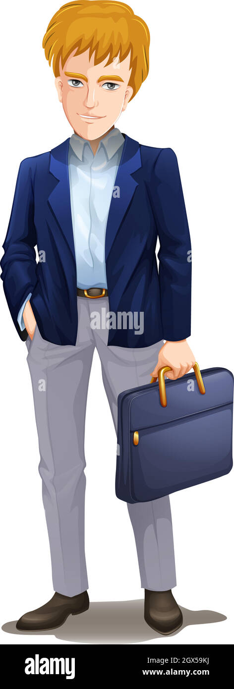 Un homme d'affaires intelligent sur fond blanc Illustration de Vecteur