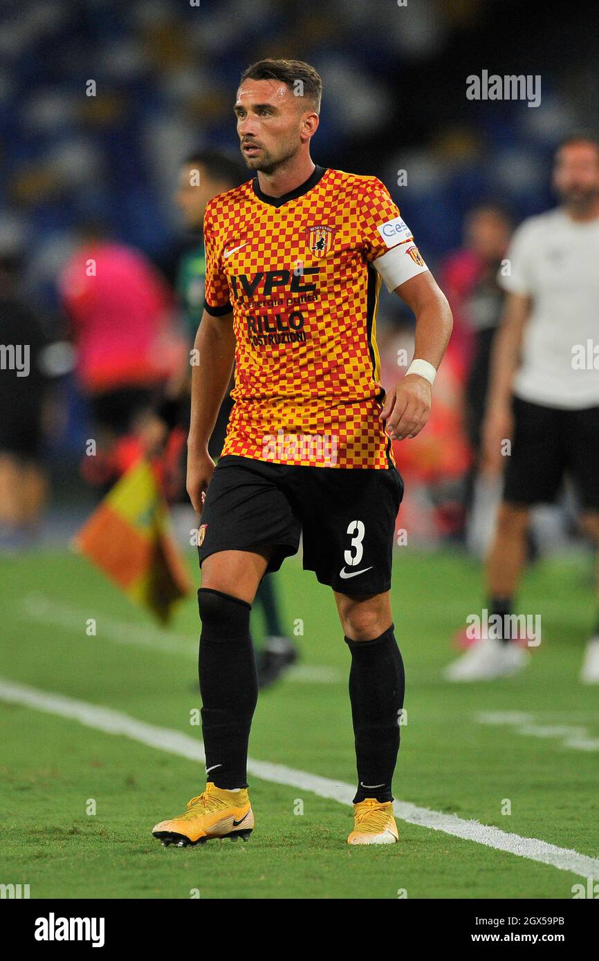 Gaetano Letizia joueur de Benevento, pendant le match amical entre Napoli vs Benevento résultat final 1-5, match joué au Diego Armando Maradon Banque D'Images