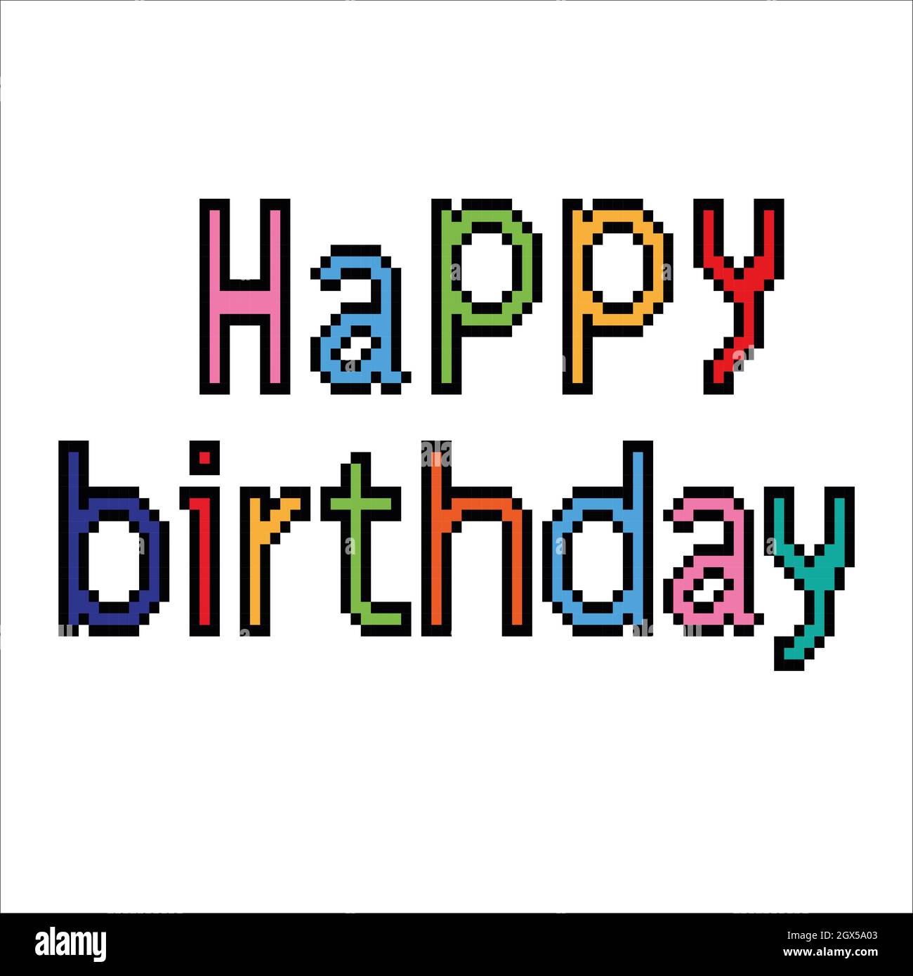 Joyeux Anniversaire Banniere Pixel Art Illustration Photo Stock Alamy