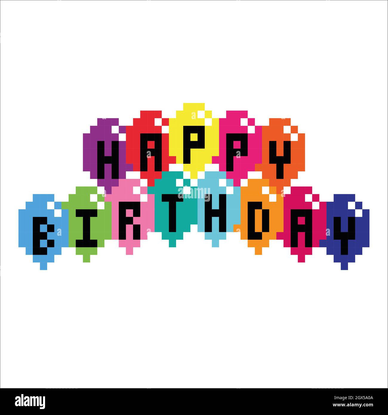 Joyeux Anniversaire Banniere Pixel Art Illustration Photo Stock Alamy