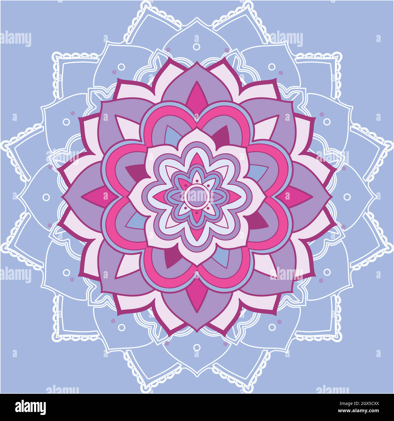 Motifs Mandala sur fond violet Illustration de Vecteur