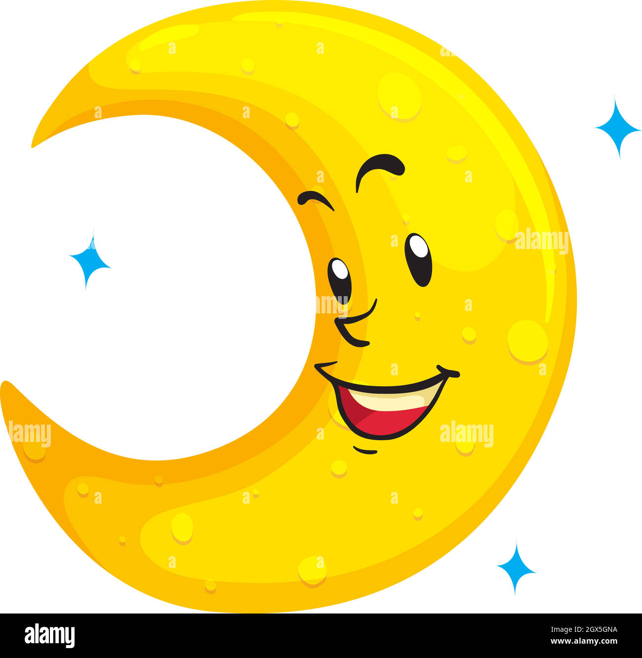 Lune au visage heureux Illustration de Vecteur