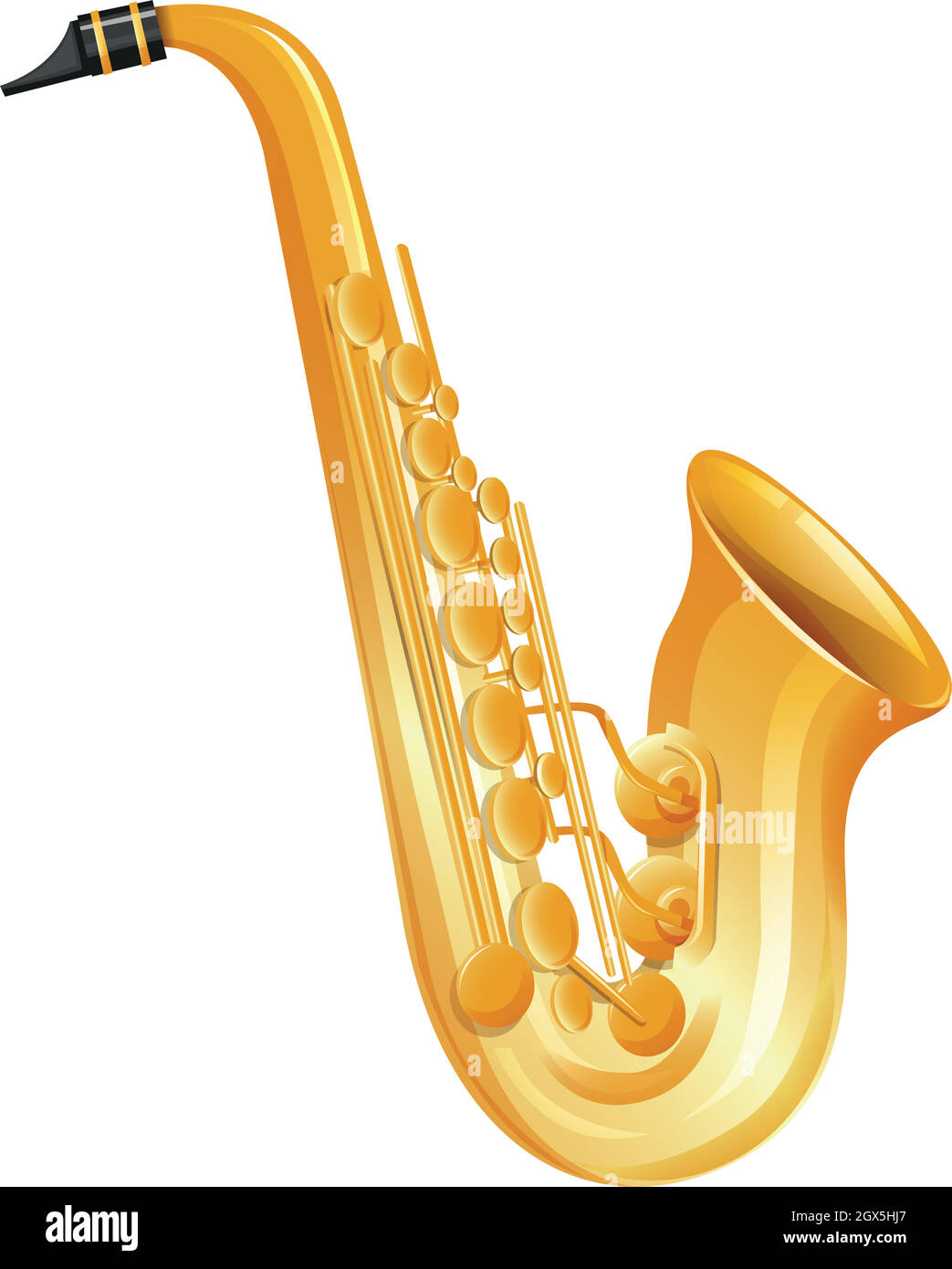 Saxophone doré sur fond blanc Illustration de Vecteur