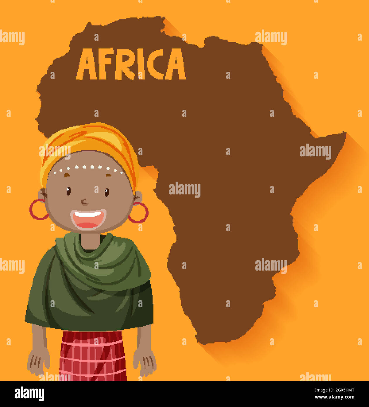 Tribus africaines indigènes avec carte en arrière-plan Illustration de Vecteur