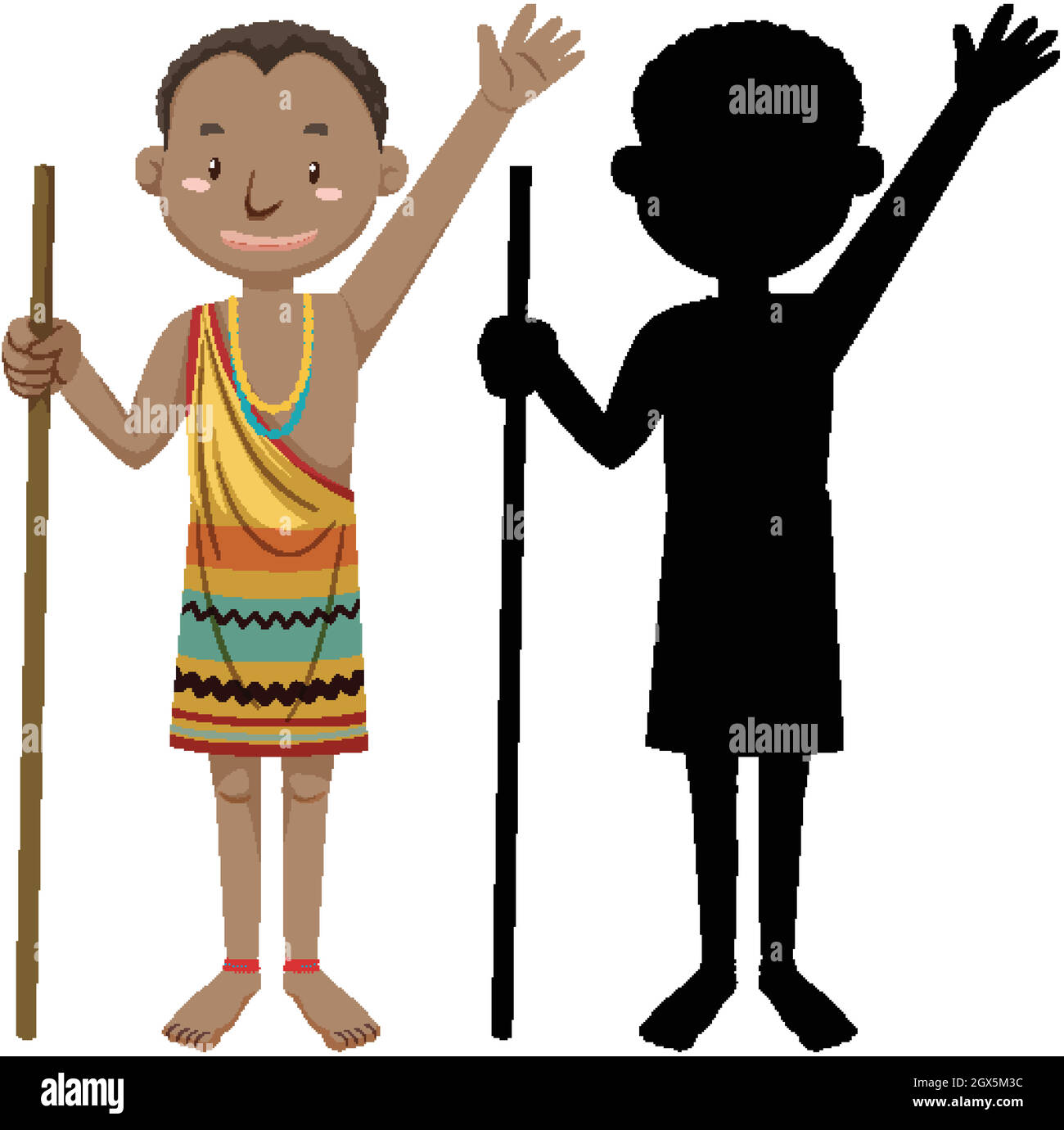 Ensemble de personnes de tribus africaines caractère avec sa silhouette Illustration de Vecteur