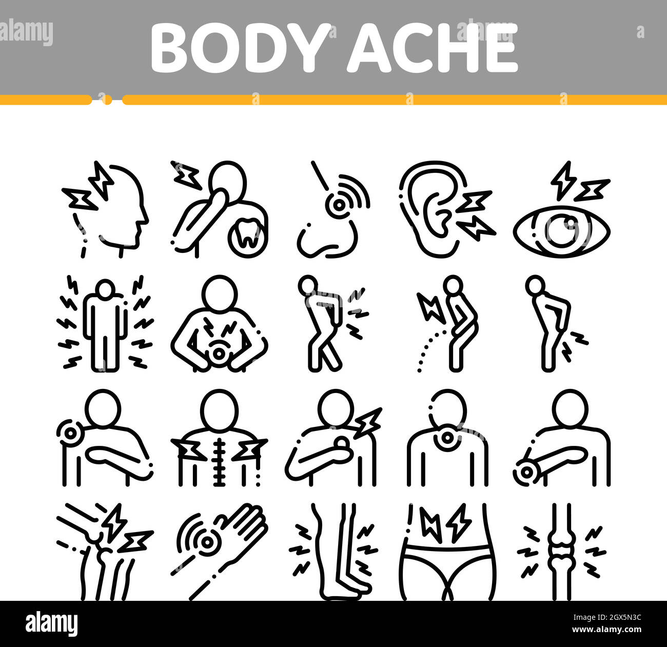 Courbatures Éléments Collection Icons Set Vector Illustration de Vecteur