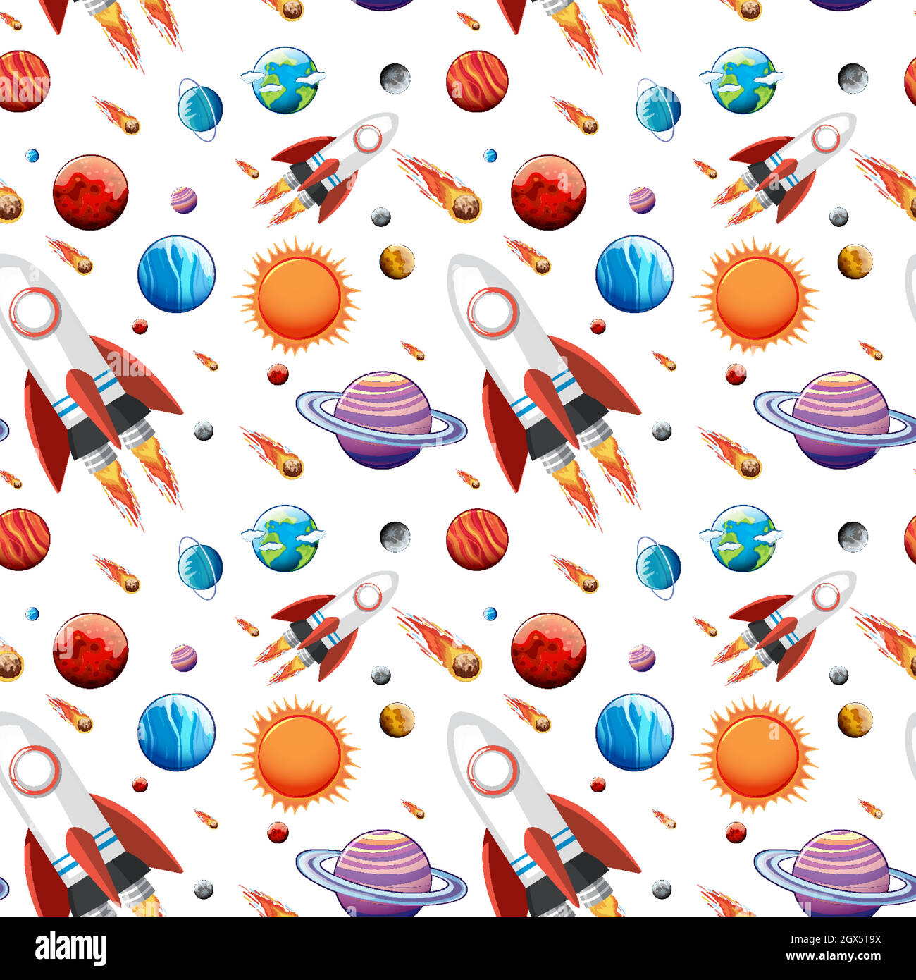 Espace de galaxie coloré et planètes sans couture Illustration de Vecteur