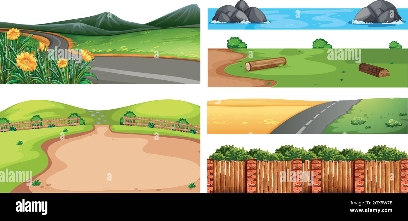 Ensemble de différentes scènes d'extérieur Illustration de Vecteur