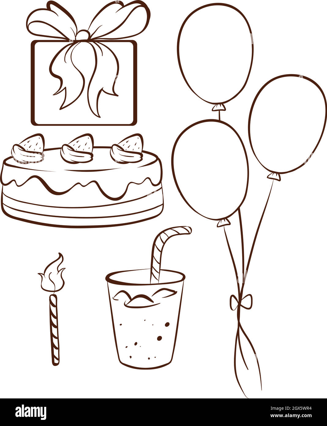 Un simple dessin d'une célébration d'anniversaire Illustration de Vecteur