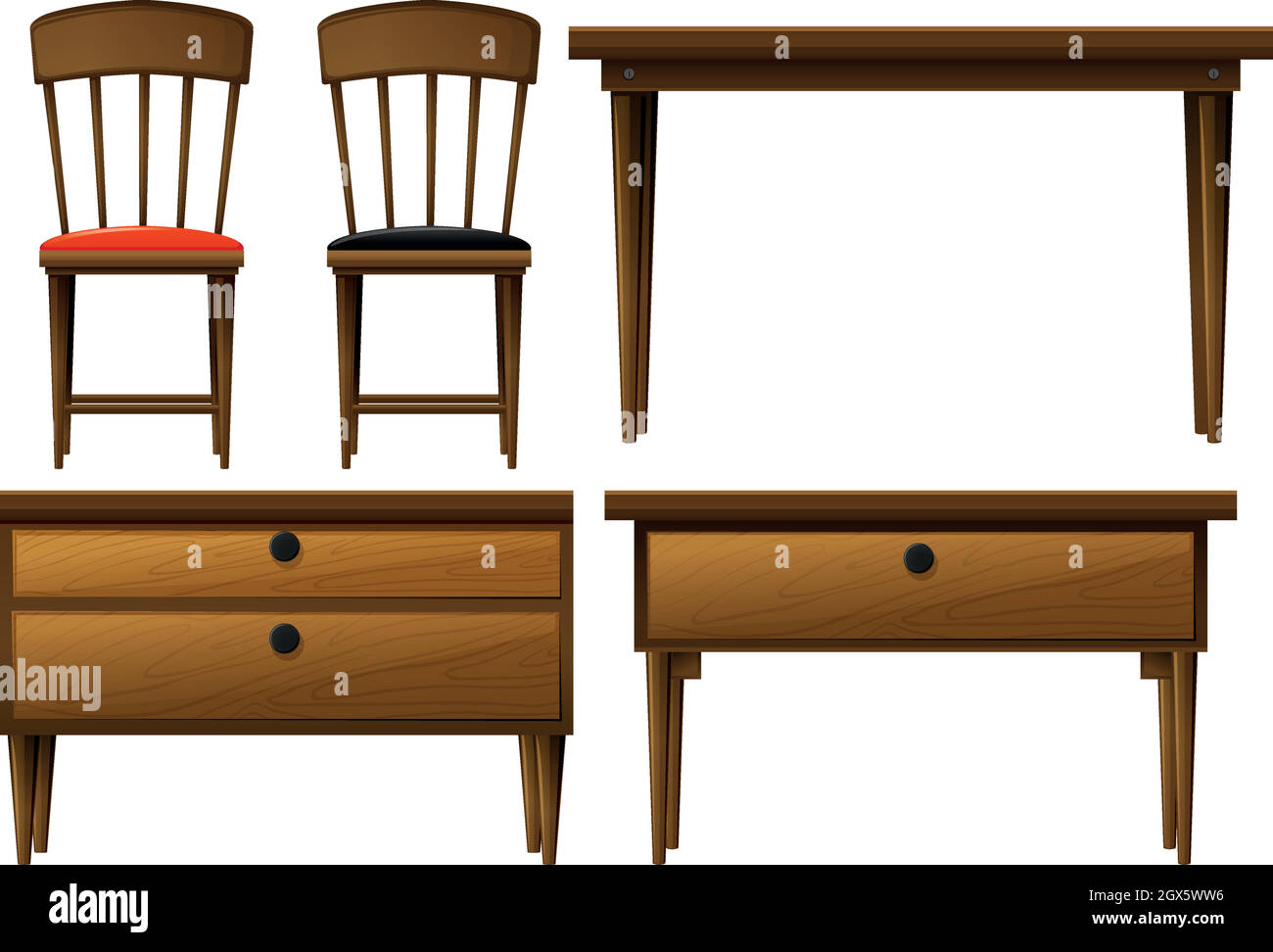 De nombreux types de meubles en bois Illustration de Vecteur