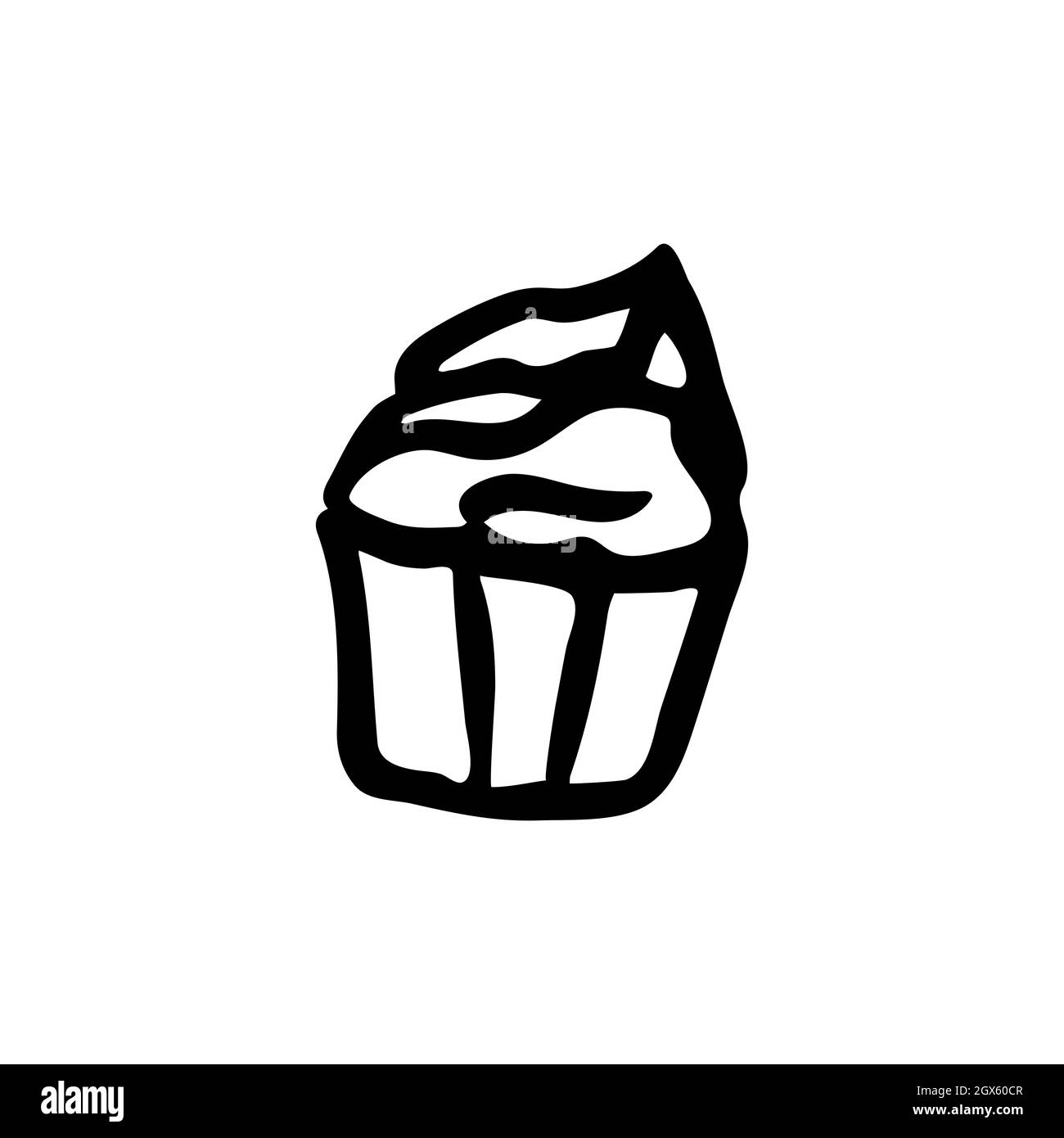 Muffin de style Doodle dessiné à la main en vecteur. Illustration isolée sur fond blanc. Pour la conception graphique et Web Illustration de Vecteur
