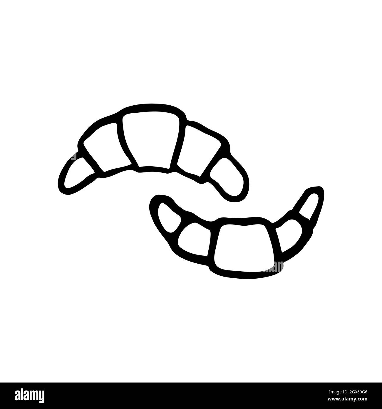 Croissant de style « croque » dessiné à la main en forme de vecteur. Illustration isolée sur fond blanc. Pour la conception graphique et Web Illustration de Vecteur