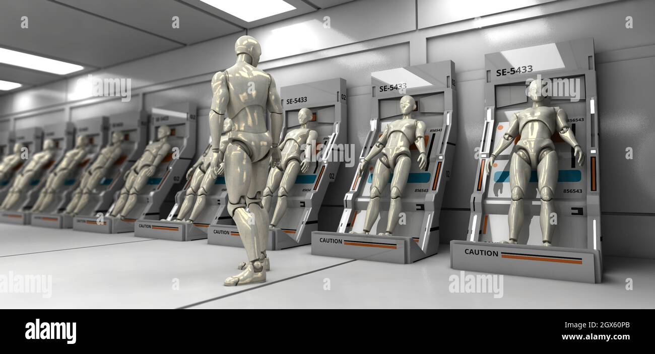 3D render. Silhouettes humanoïdes clonage Banque D'Images