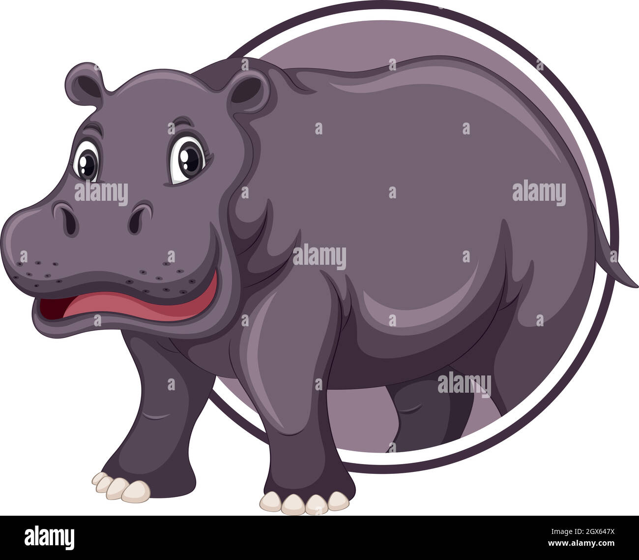 Hippopotame sur le modèle d'autocollant Illustration de Vecteur