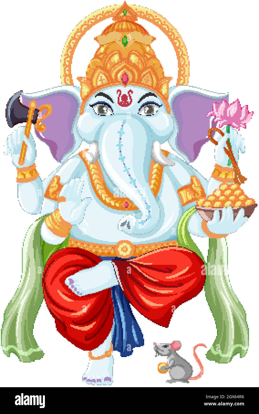 Style de dessin animé de Lord Ganesha Illustration de Vecteur
