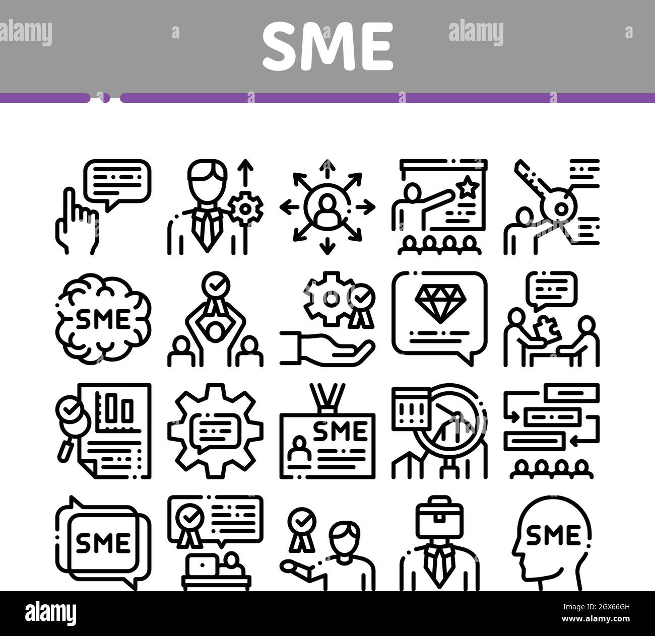 Les Icônes De La Collection D'Entreprises Pme Permettent De Définir Le Scénario Illustration de Vecteur