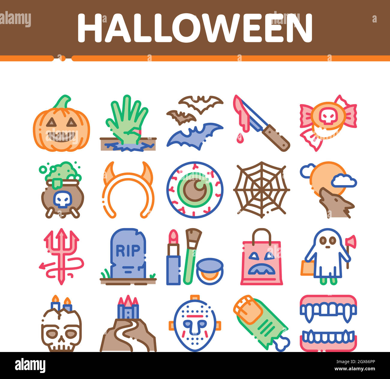 Halloween Celebration Collection Icons Set Vector Illustration de Vecteur