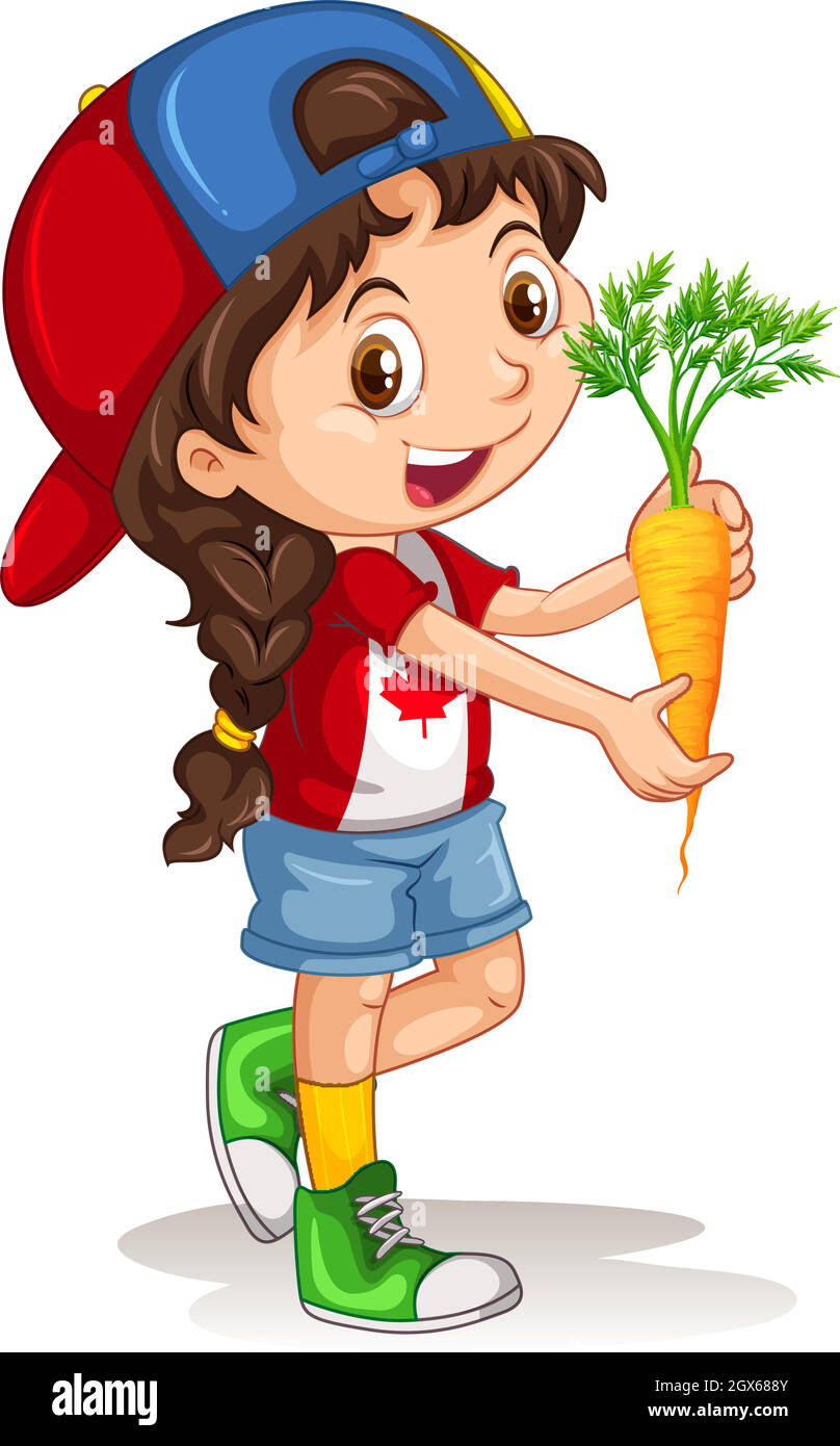 Petite fille tenant la carotte Image Vectorielle Stock - Alamy