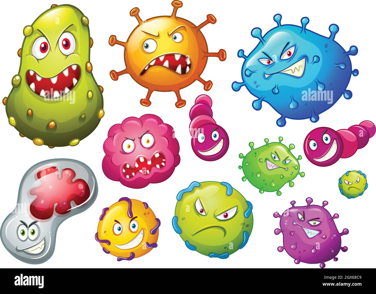 Bactéries à expression faciale Illustration de Vecteur