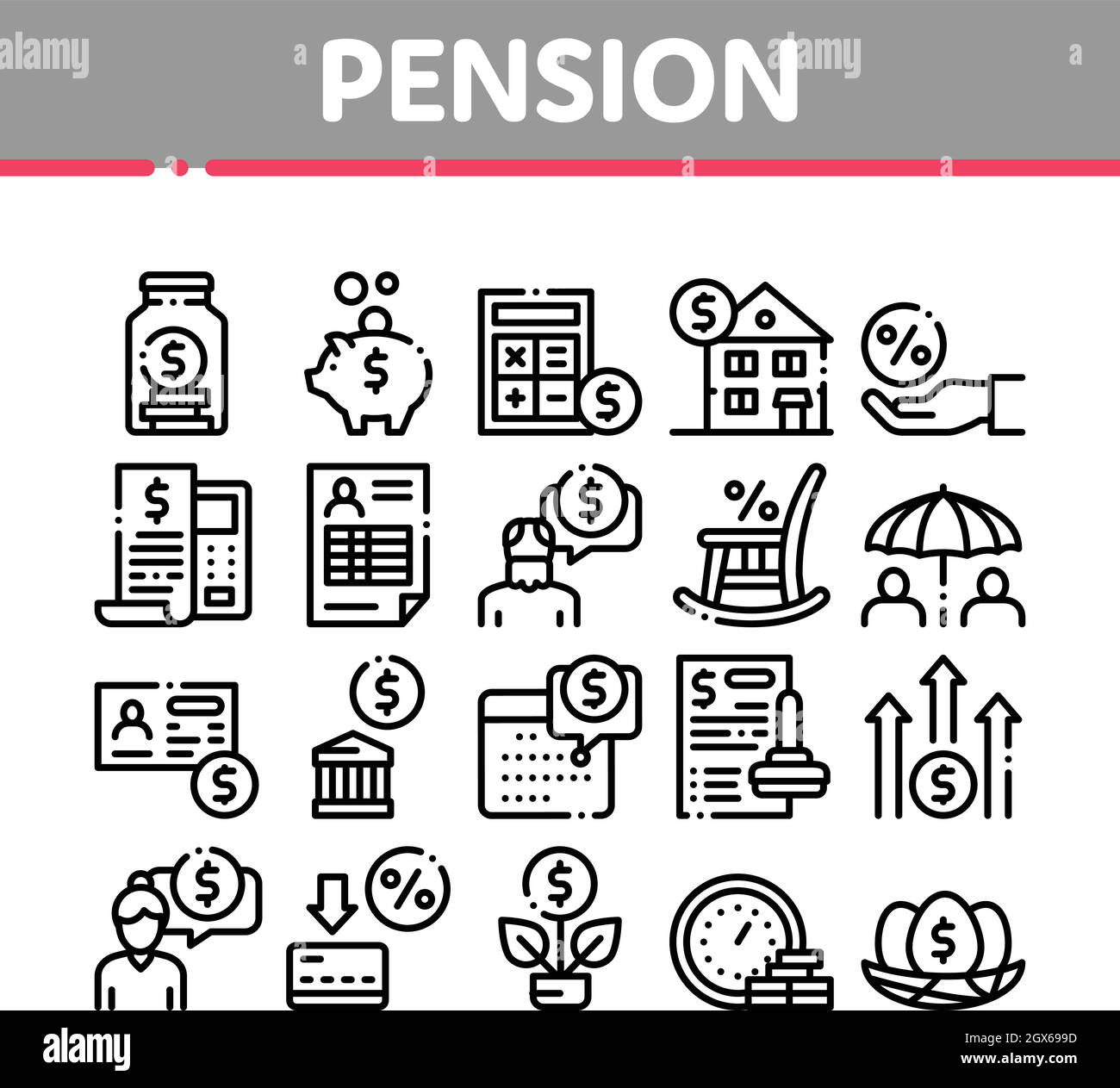 Retraite Retraite Collection Icons Set Vector Illustration de Vecteur