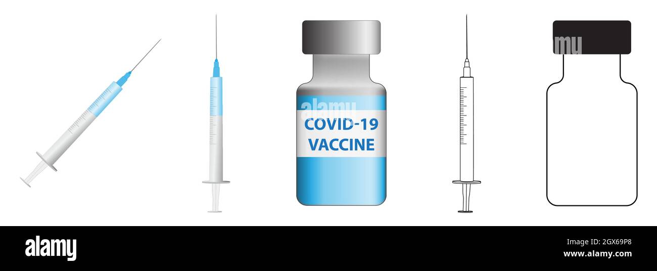 Prélèvement d'une seringue et d'un flacon de vaccin - Illustration vectorielle Illustration de Vecteur