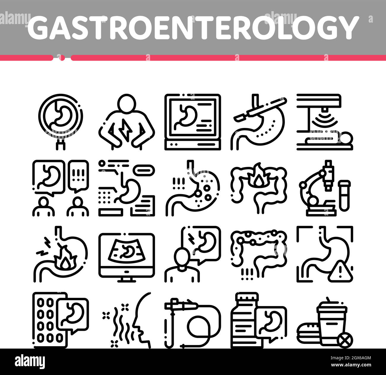 Les icônes de gastroentérologie et d'hématologie définissent le vecteur Illustration de Vecteur