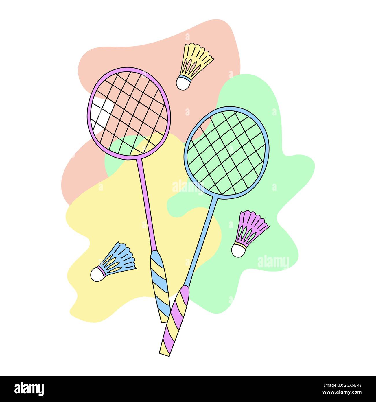 Raquettes et volants de badminton de style art de ligne. Illustration vectorielle. Illustration de Vecteur