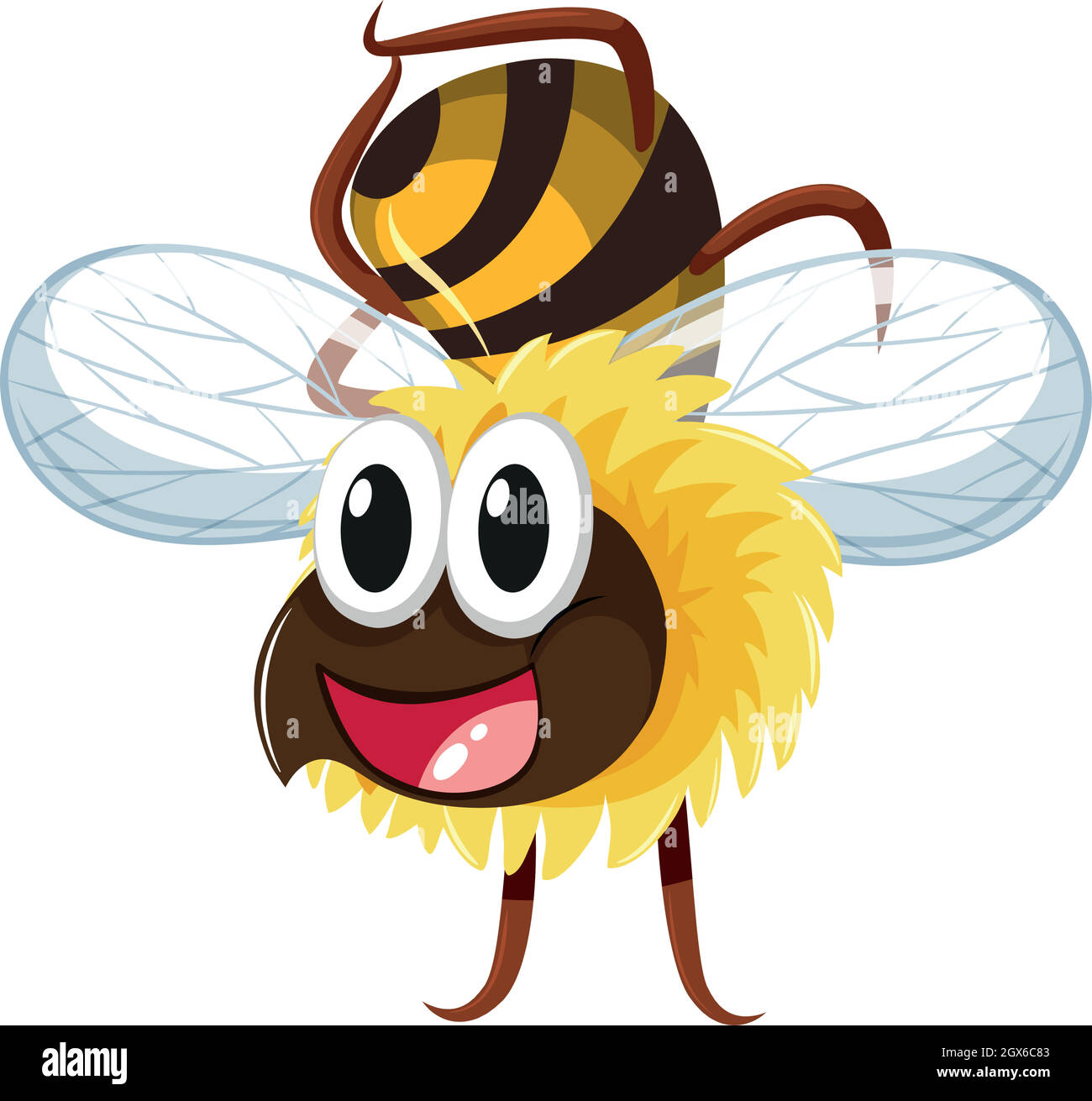 Bonne abeille volant sur fond blanc Illustration de Vecteur