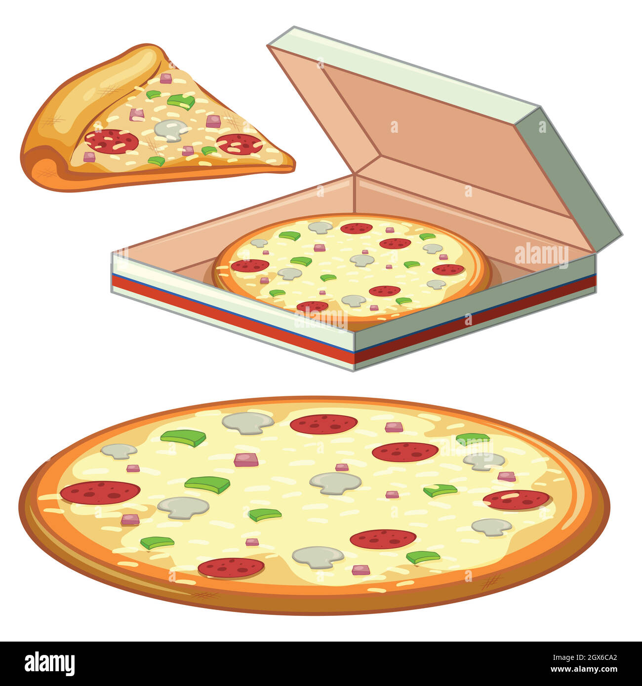 Une pizza sur fond blanc Illustration de Vecteur