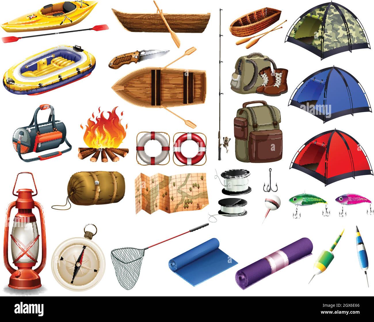 Camping engins et bateaux Illustration de Vecteur
