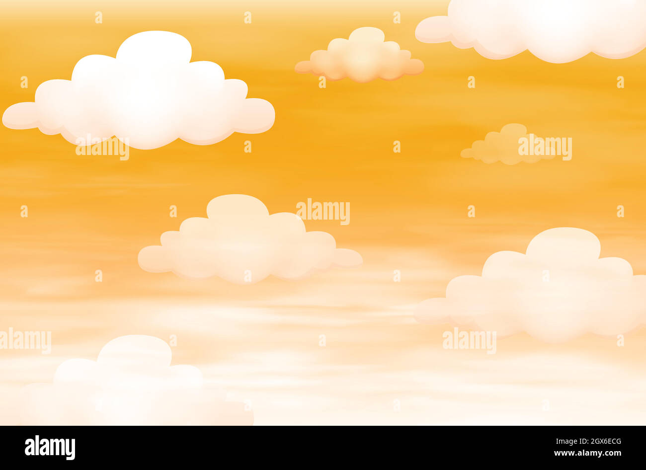 Ciel orange avec nuages Illustration de Vecteur