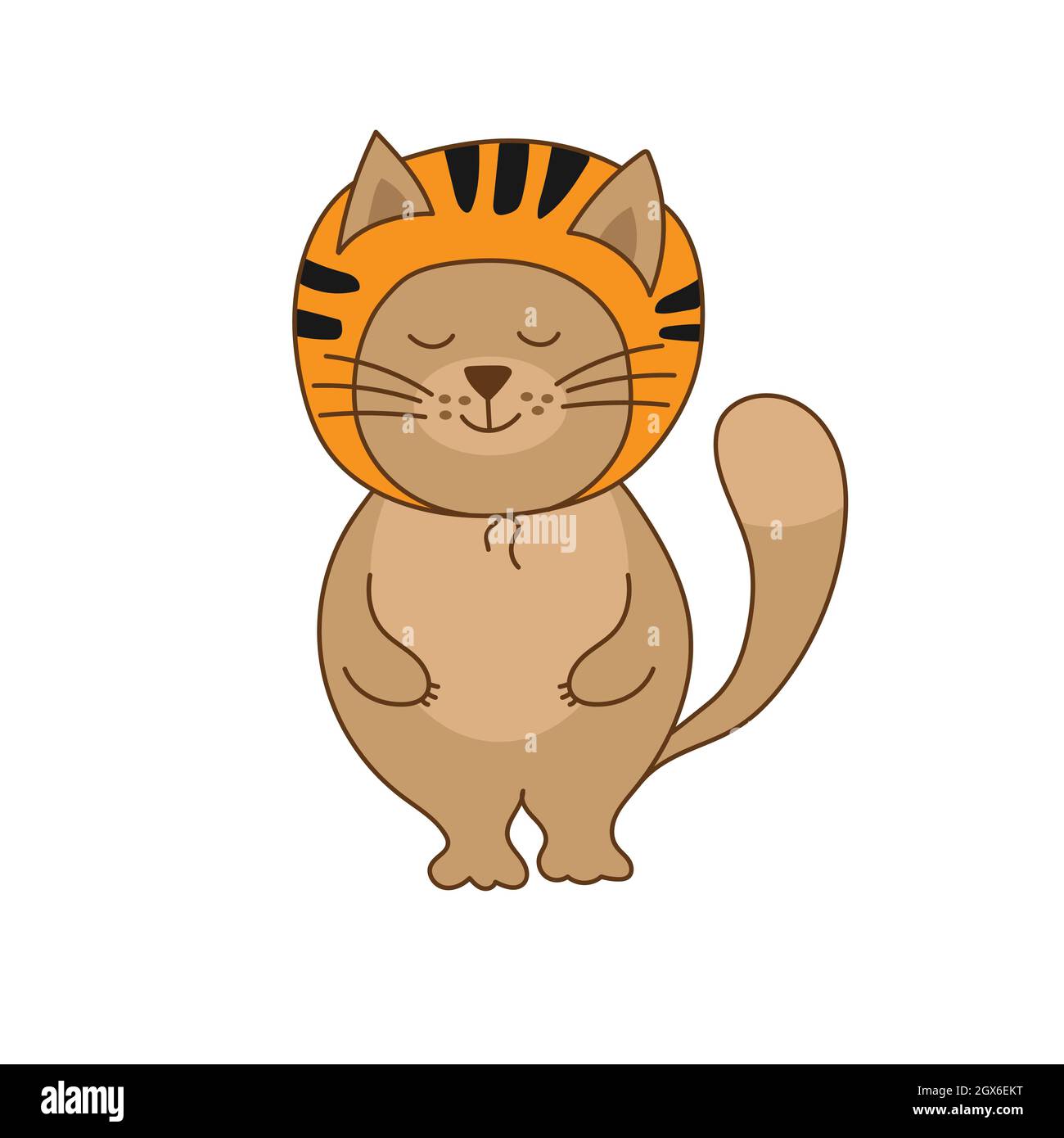 Illustration vectorielle d'un joli chat en costume de tigre avec un fond blanc. Symbole de la nouvelle année. Illustration de Vecteur