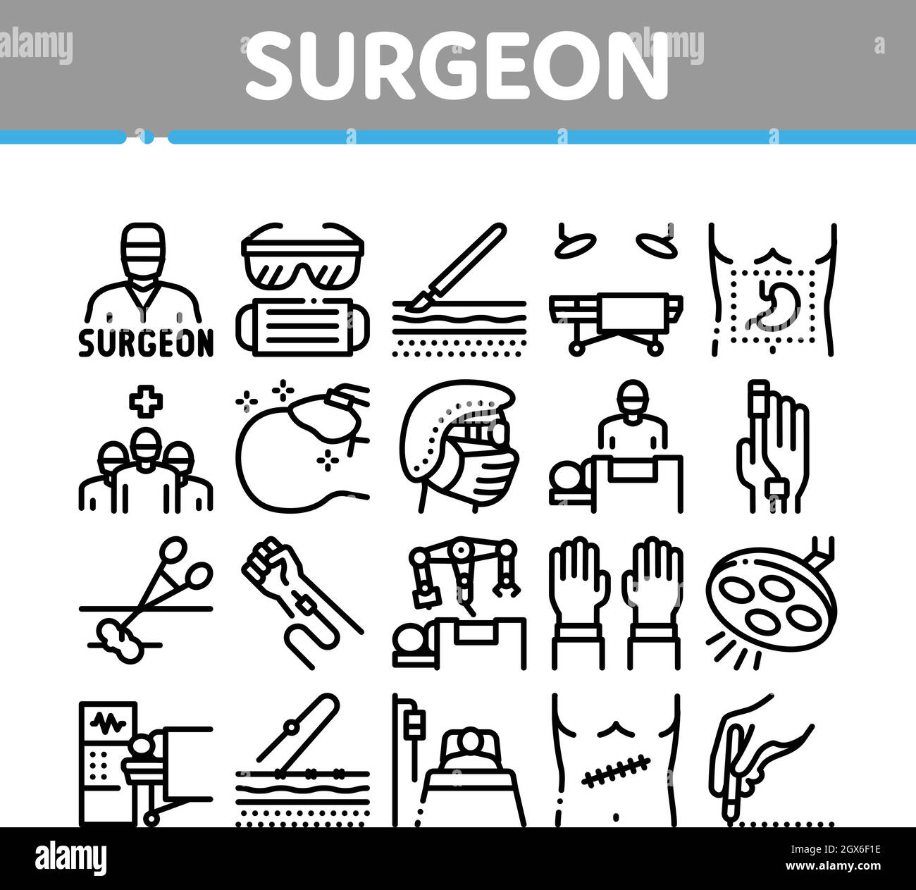 Surgeon Medical Doctor Collection Icons Set Vector Illustration de Vecteur