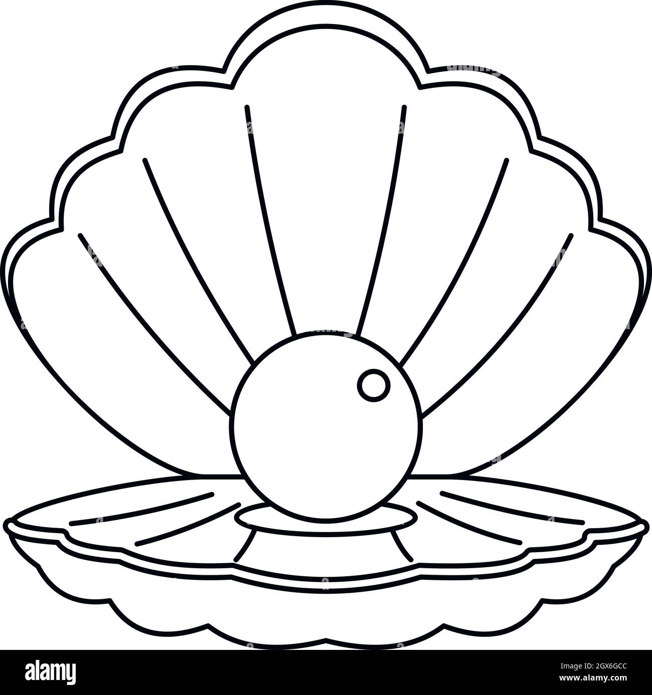 Sea shell avec Pearl, l'icône de style contour Illustration de Vecteur