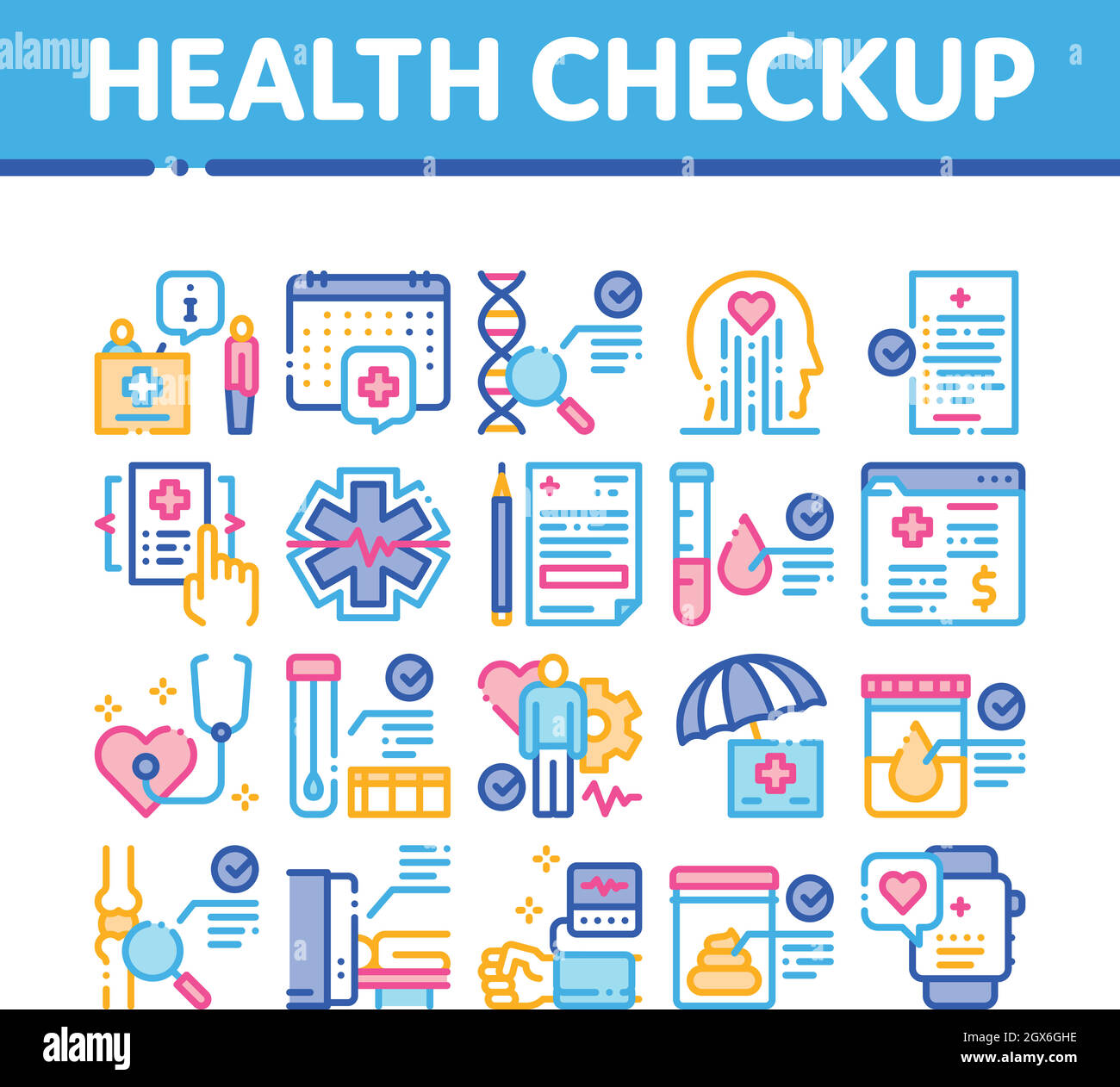 Health Checkup Medical Collection Icons Set Vector Illustration de Vecteur