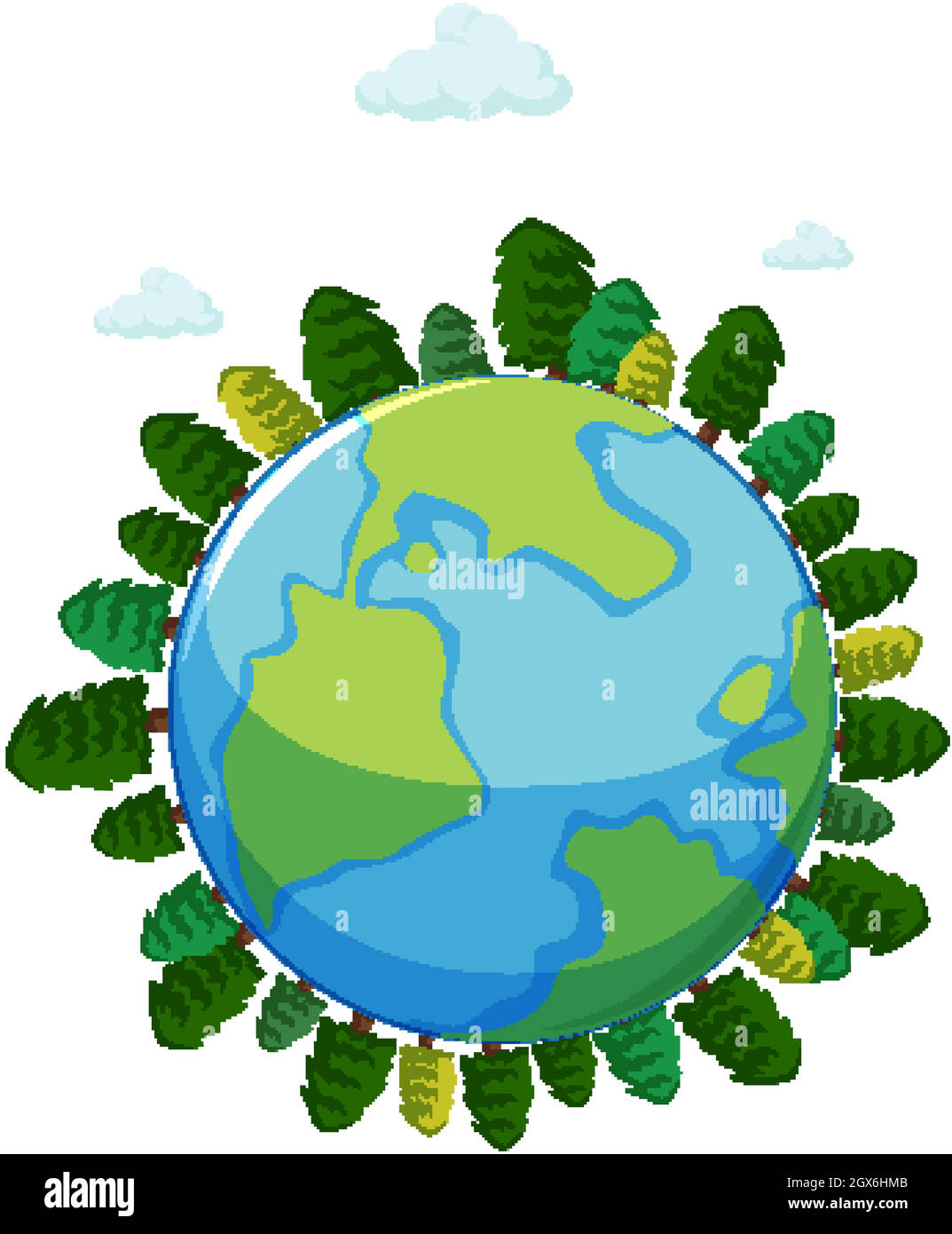 Grand monde avec beaucoup d'arbres et le ciel bleu Illustration de Vecteur