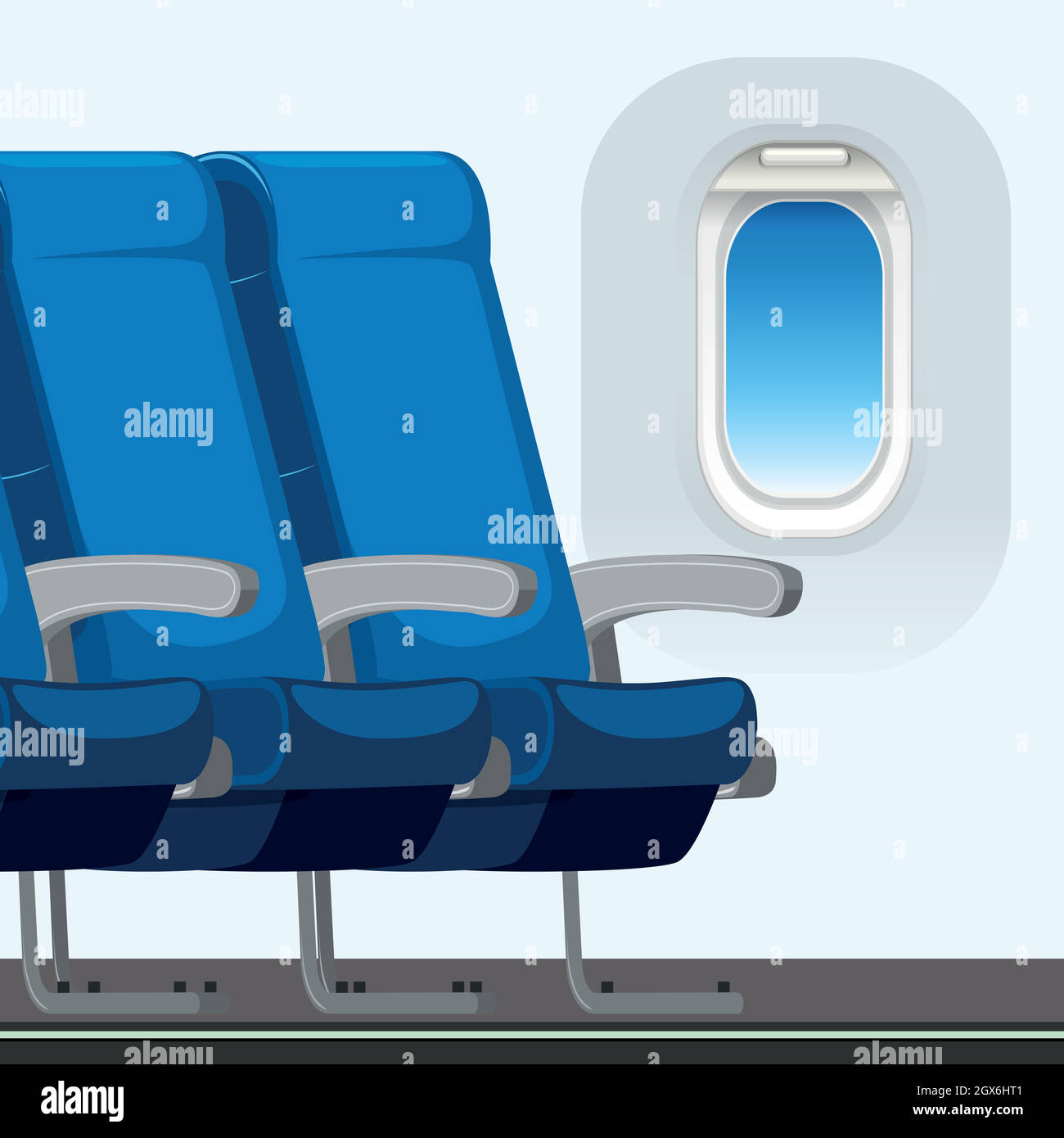 Scène intérieure de l'avion commercial Illustration de Vecteur