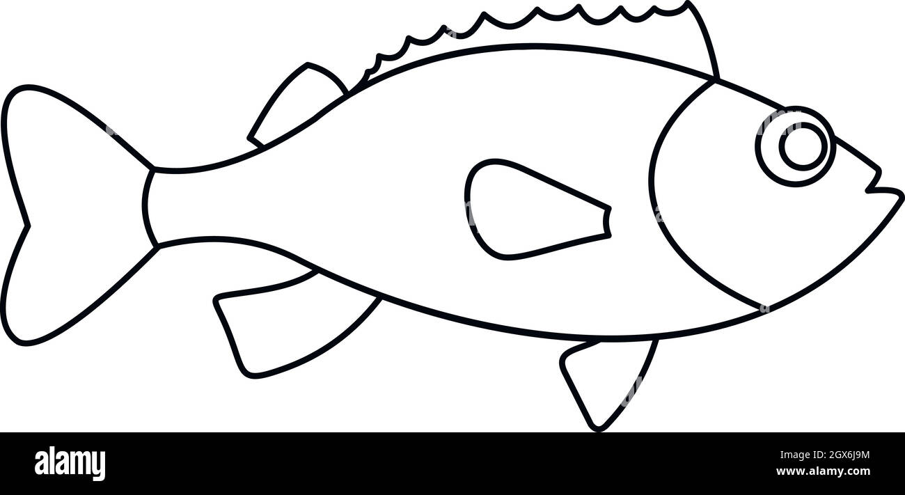 Sea Bass, icône de style contour Illustration de Vecteur