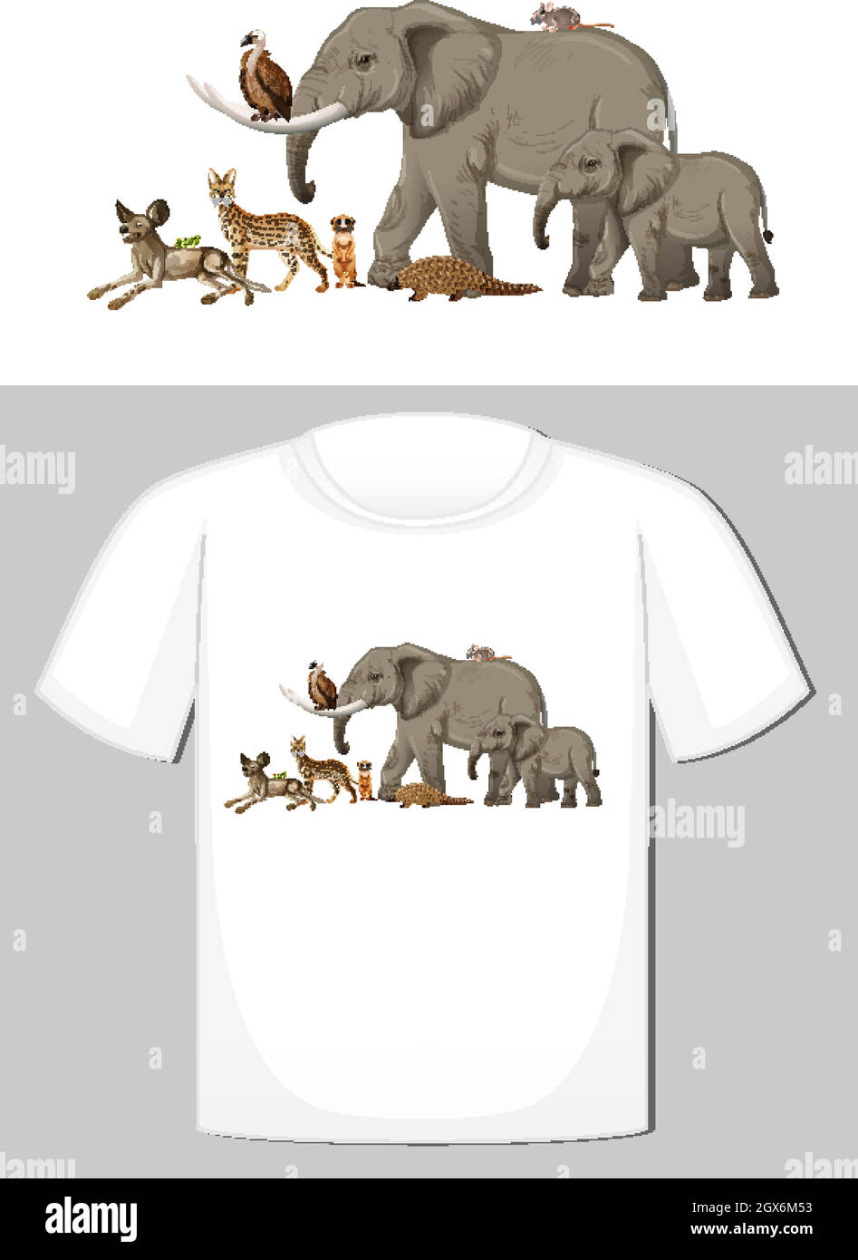 Ensemble de motifs animaux sauvages pour t-shirt Illustration de Vecteur