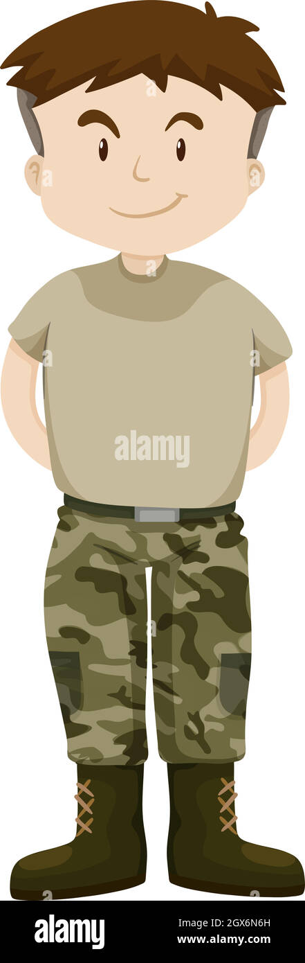 L'homme en uniforme militaire Illustration de Vecteur