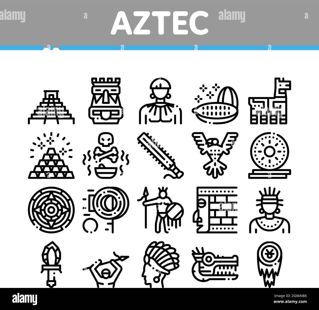 Les Icônes De La Collection Aztec Civilization Permettent De Définir Le Vecteur Illustration de Vecteur